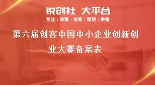 第六届创客中国中小企业创新创业大赛备案表奖补政策