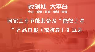 国家工业节能装备及“能效之星”产品申报（或推荐）汇总表奖补政策