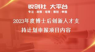 2023年度博士后创新人才支持计划申报项目内容奖补政策