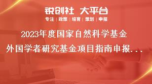 2023年度国家自然科学基金外国学者研究基金项目指南申报说明奖补政策