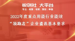 2022年度重点用能行业能效“领跑者”企业遴选基本要求奖补政策