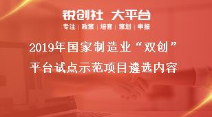 2019年国家制造业“双创”平台试点示范项目遴选内容奖补政策
