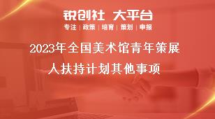 2023年全国美术馆青年策展人扶持计划其他事项奖补政策