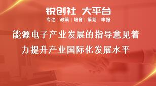 能源电子产业发展的指导意见着力提升产业国际化发展水平奖补政策