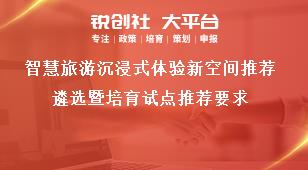 智慧旅游沉浸式体验新空间推荐遴选暨培育试点推荐要求奖补政策