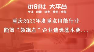 重庆2022年度重点用能行业能效“领跑者”企业遴选基本要求奖补政策